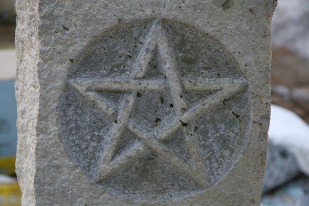 Carved five-pointed star detail