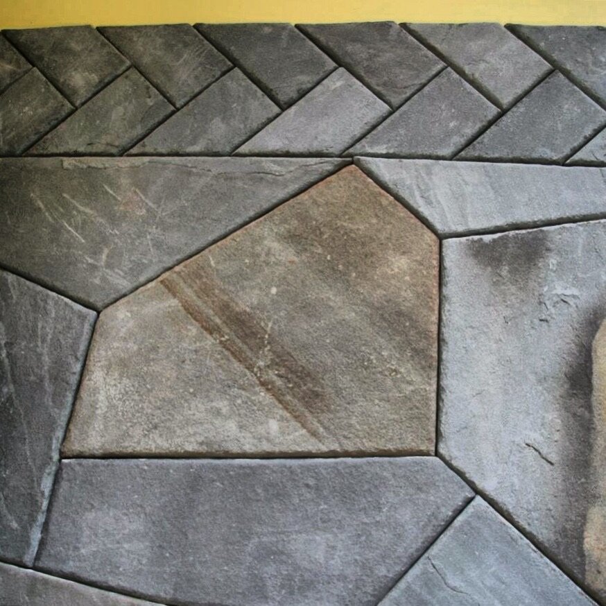 Herringbone slate accent stripe detail