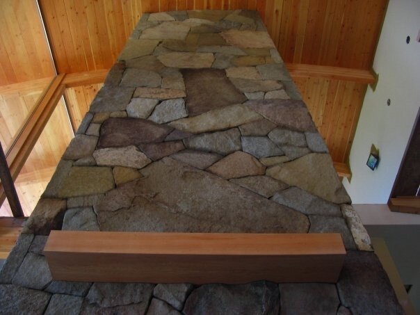 Overhead detail of a flagstone hearth