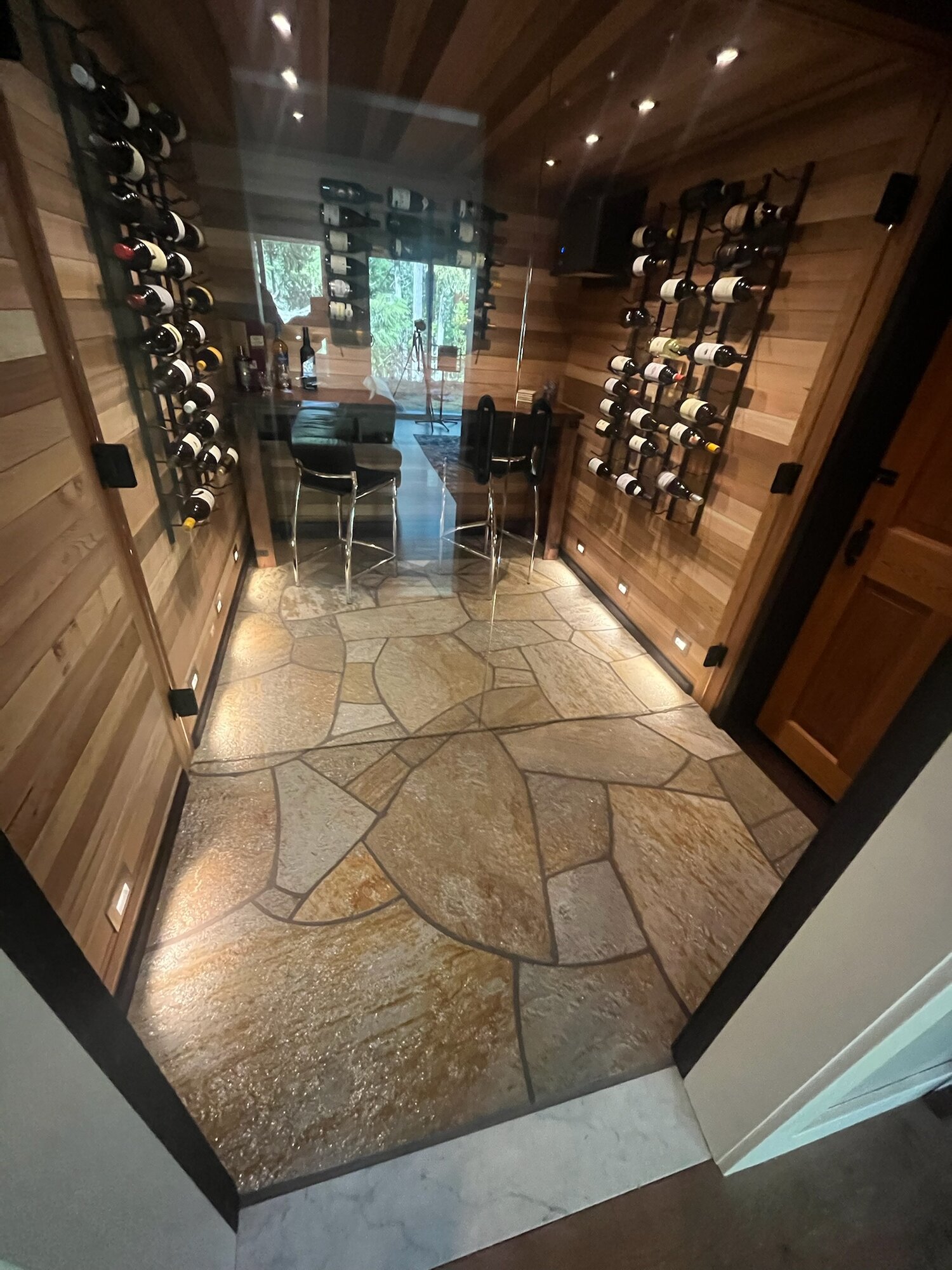 Flagstone floor in a wine cellar