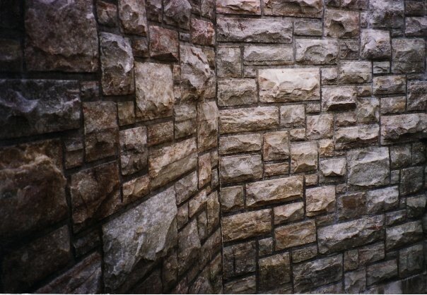 Interior stone wall corner detail